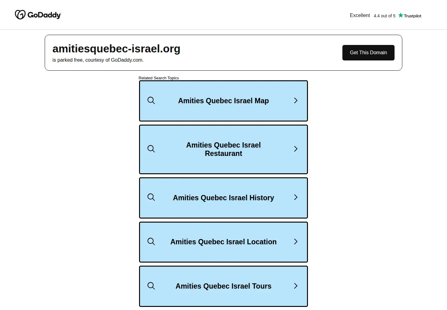Captured homepage of amitiesquebec-israel.org in the current scan