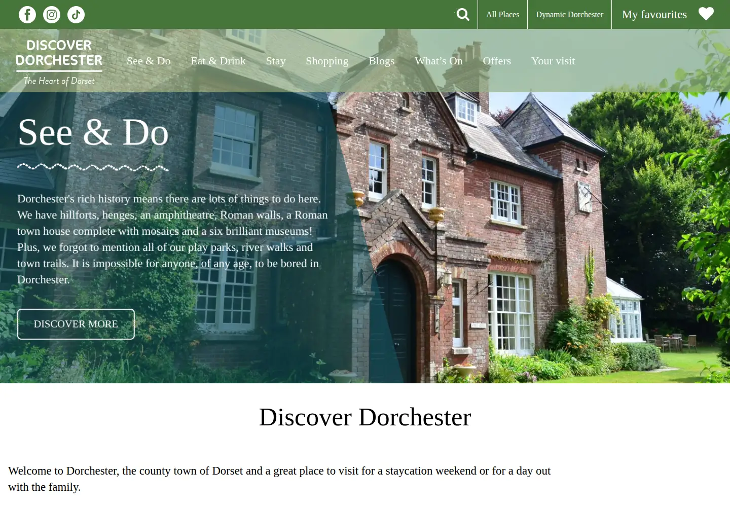 Screenshot of discoverdorchester.co.uk