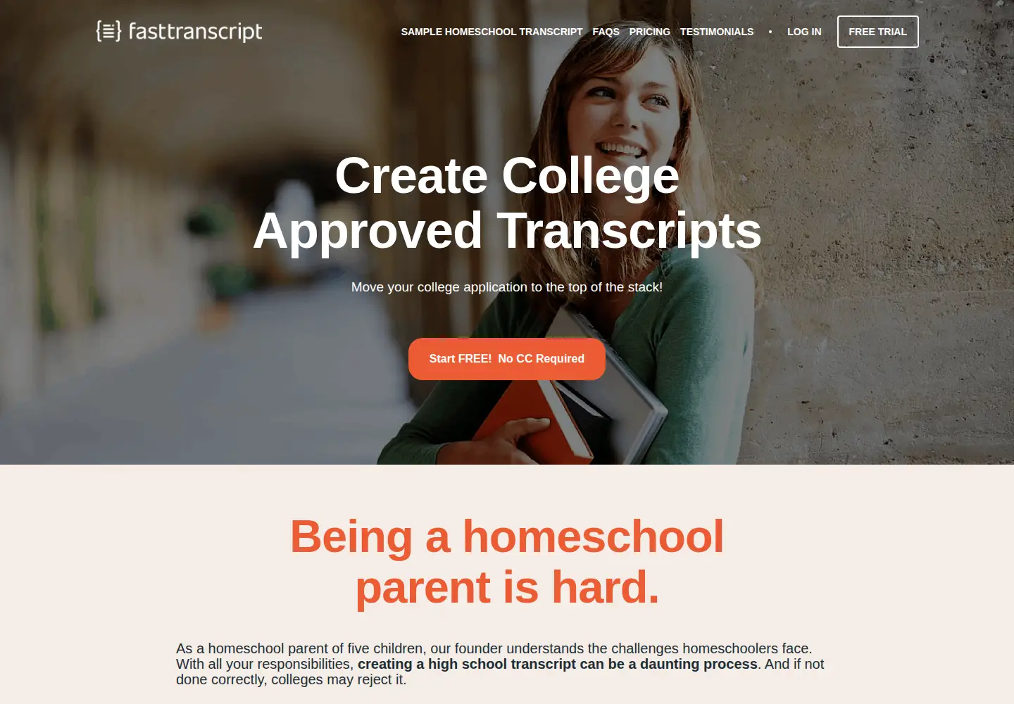 Screenshot of fasttranscripts.com