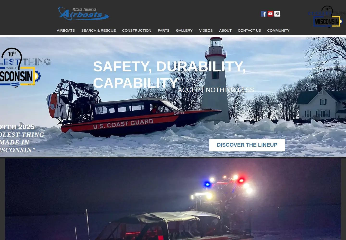 Captured homepage of 1000islandairboats.com in the current scan
