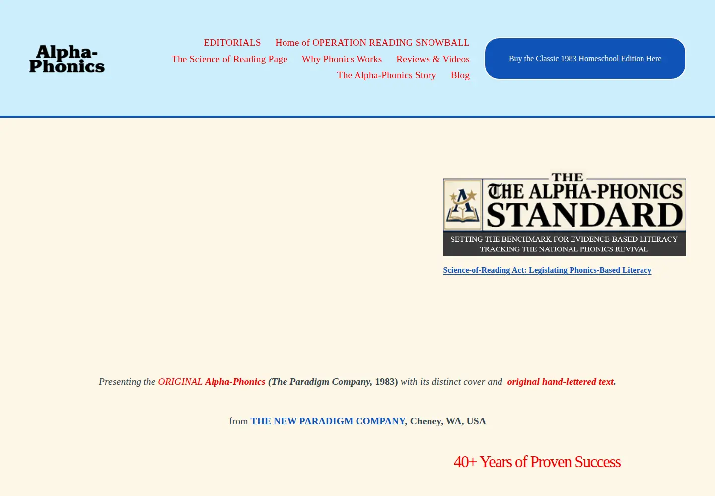 Captured homepage of alpha-phonics.com in the current scan