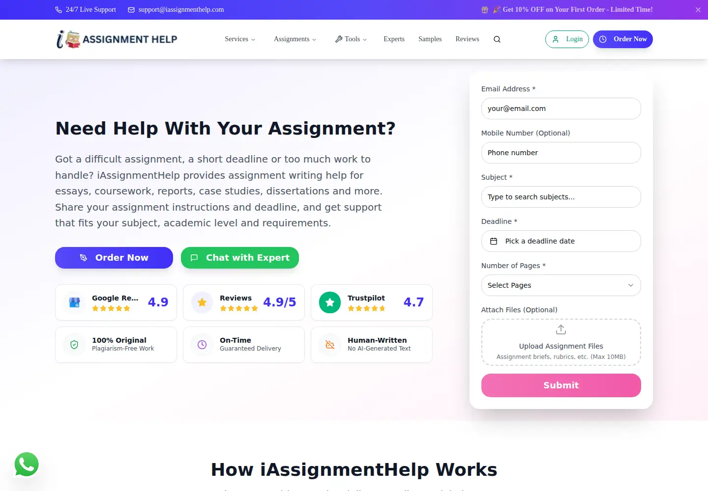 Captured homepage of iassignmenthelp.com in the current scan