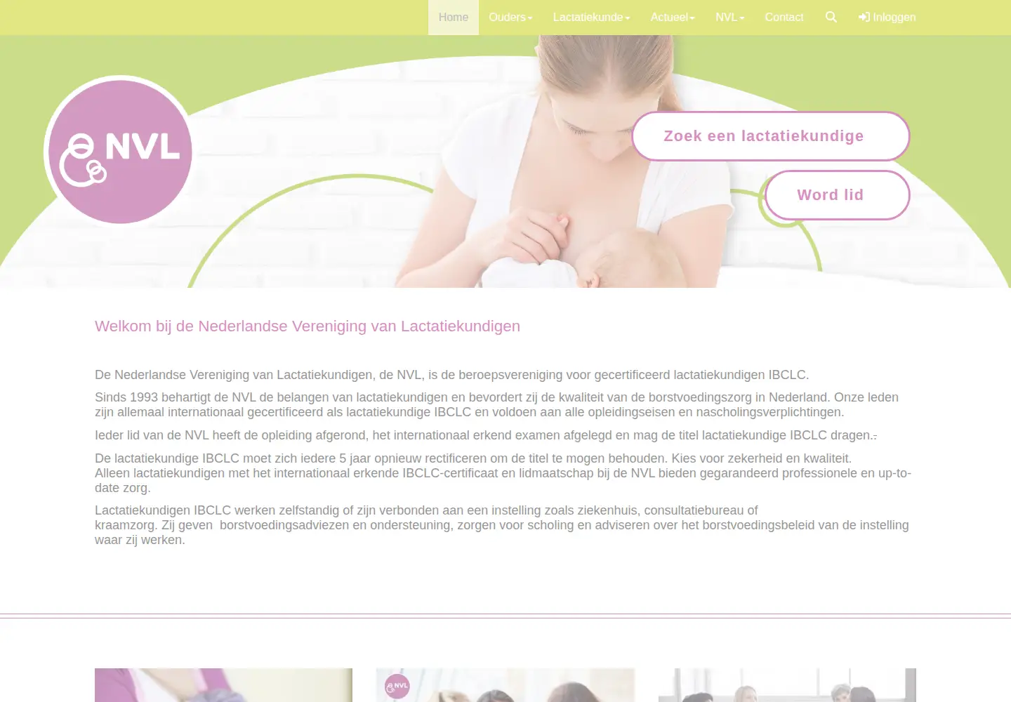 Captured homepage of nvlborstvoeding.nl in the current scan