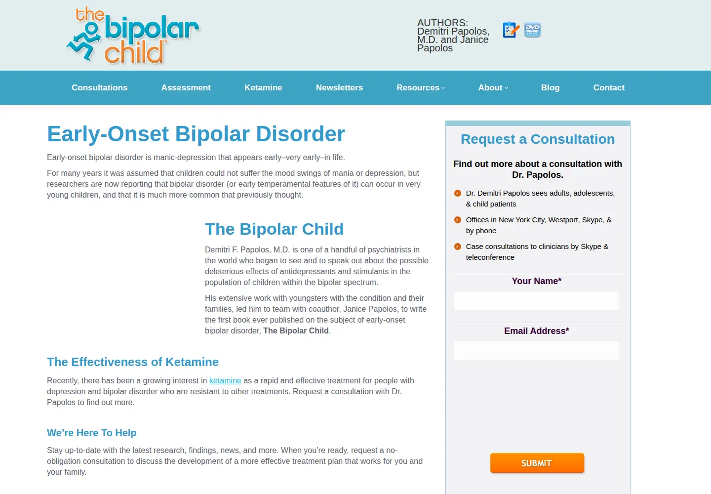 Captured homepage of bipolarchild.com in the current scan