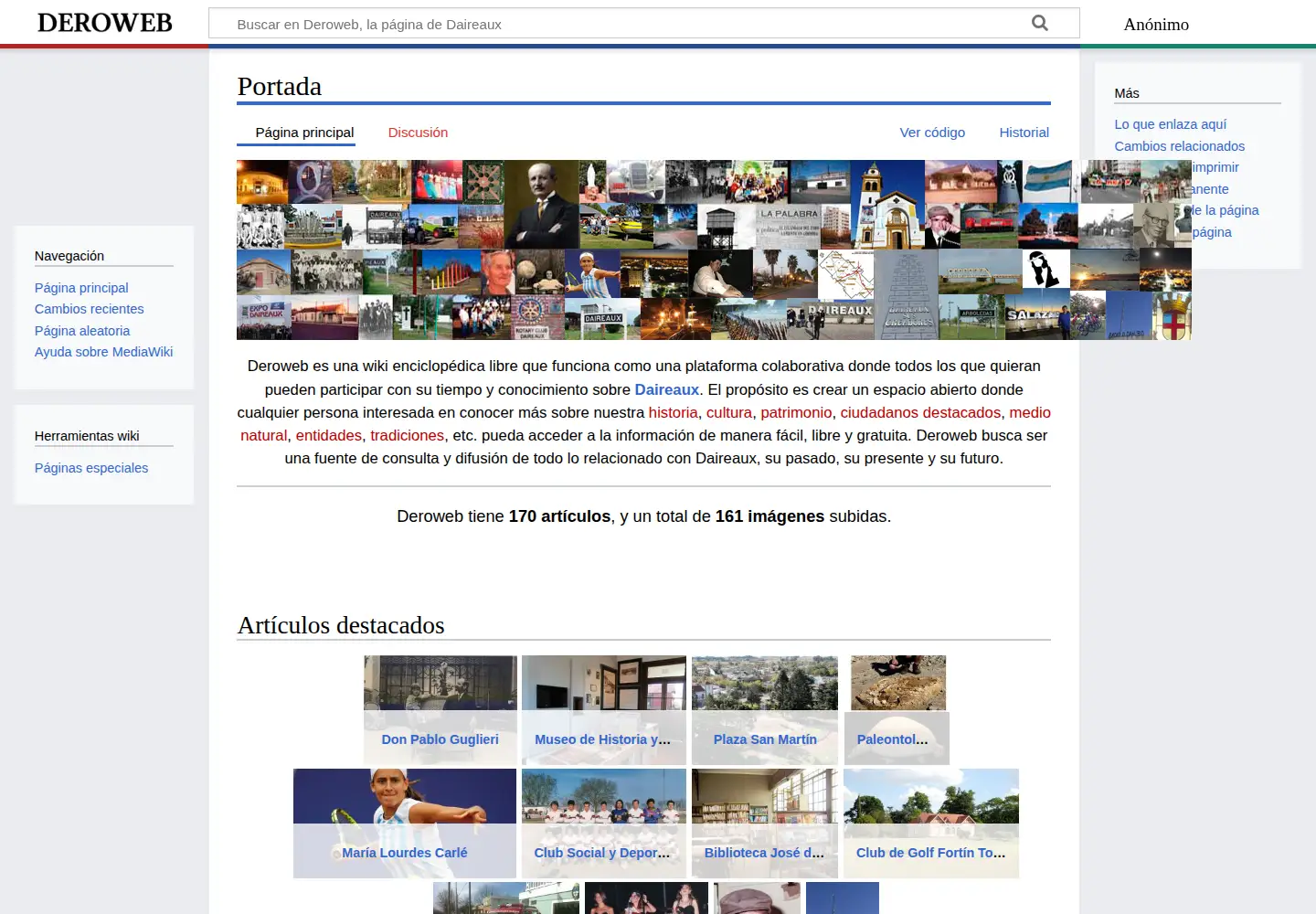 Captured homepage of deroweb.com.ar in the current scan