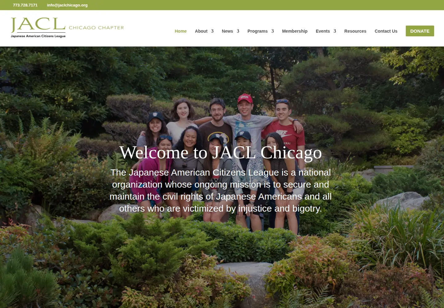 Captured homepage of jaclchicago.org in the current scan