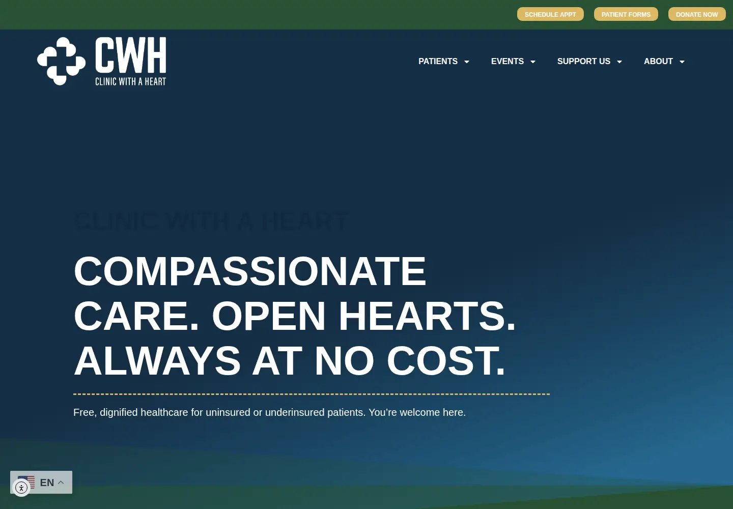 Screenshot of clinicwithaheart.org