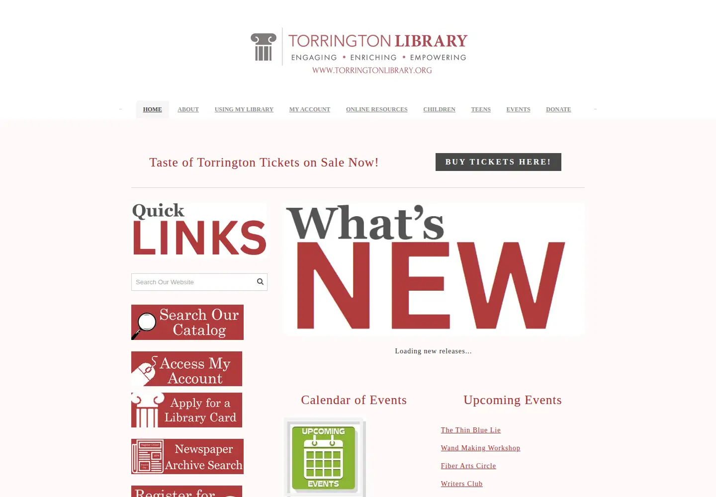 Screenshot of torringtonlibrary.org
