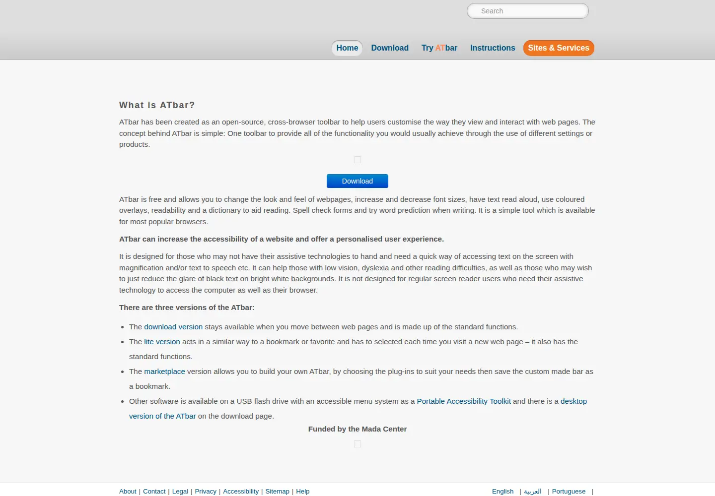 Captured homepage of atbar.org in the current scan
