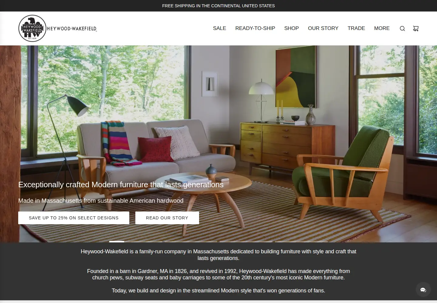 Captured homepage of heywoodwakefield.com in the current scan