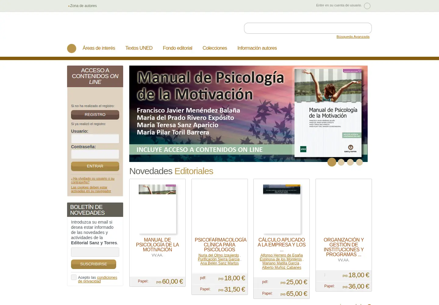 Captured homepage of editorialsanzytorres.com in the current scan
