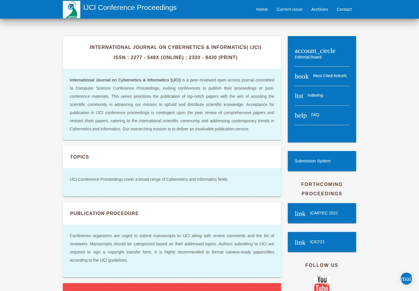 Captured homepage of ijcionline.com in the current scan