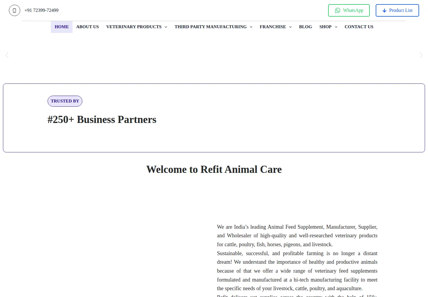 Screenshot of refitanimalcare.com