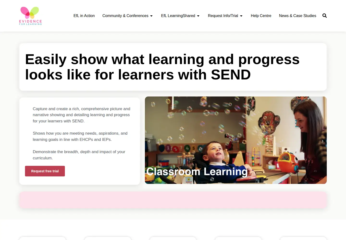 Screenshot of evidenceforlearning.net