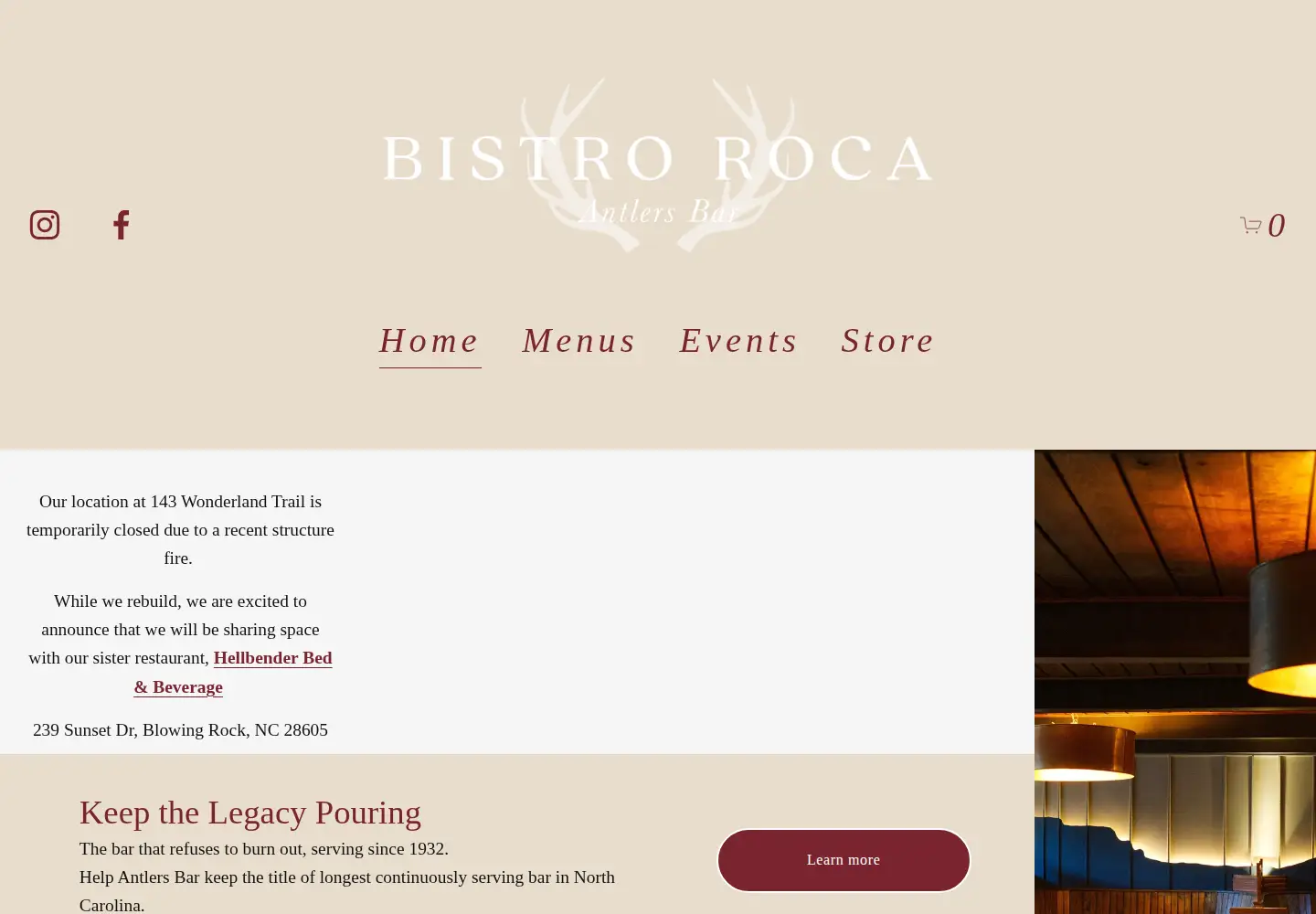 Screenshot of bistroroca.com