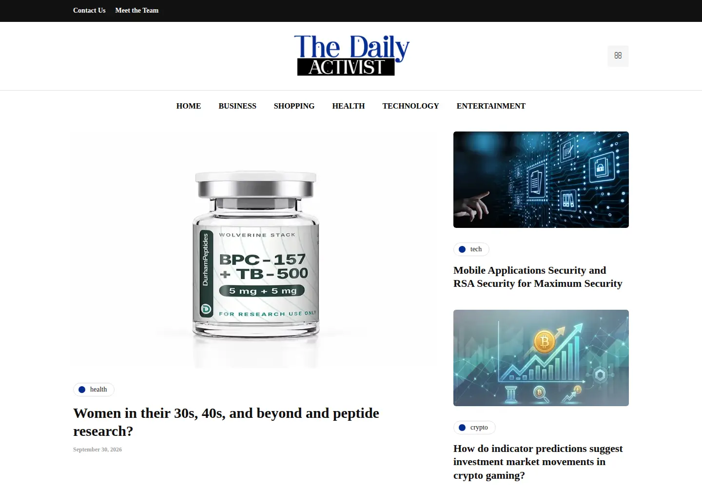 Captured homepage of thedailyactivist.com in the current scan