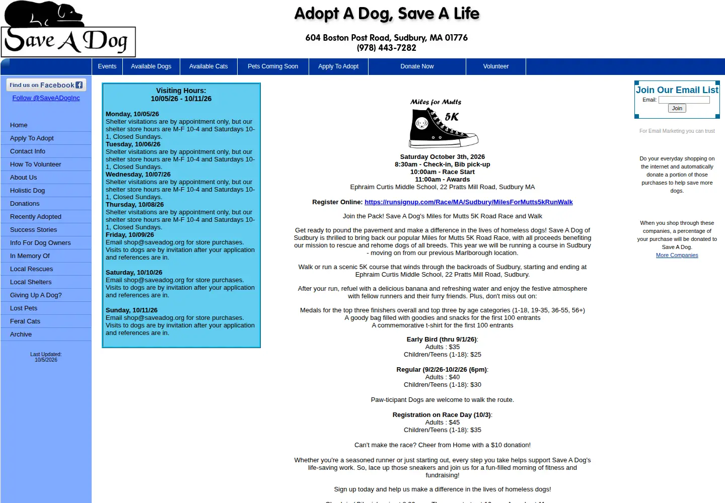 Screenshot of saveadog.org