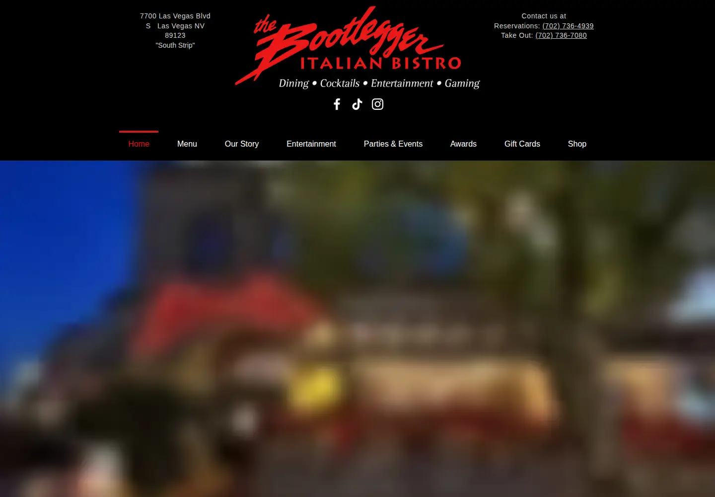 Captured homepage of bootleggerlasvegas.com in the current scan