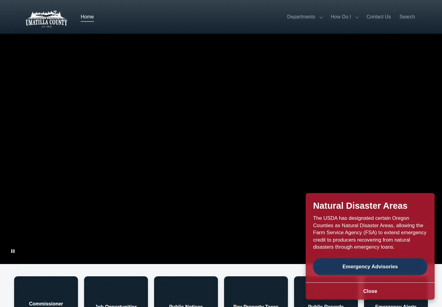 Captured homepage of umatillacounty.net in the current scan