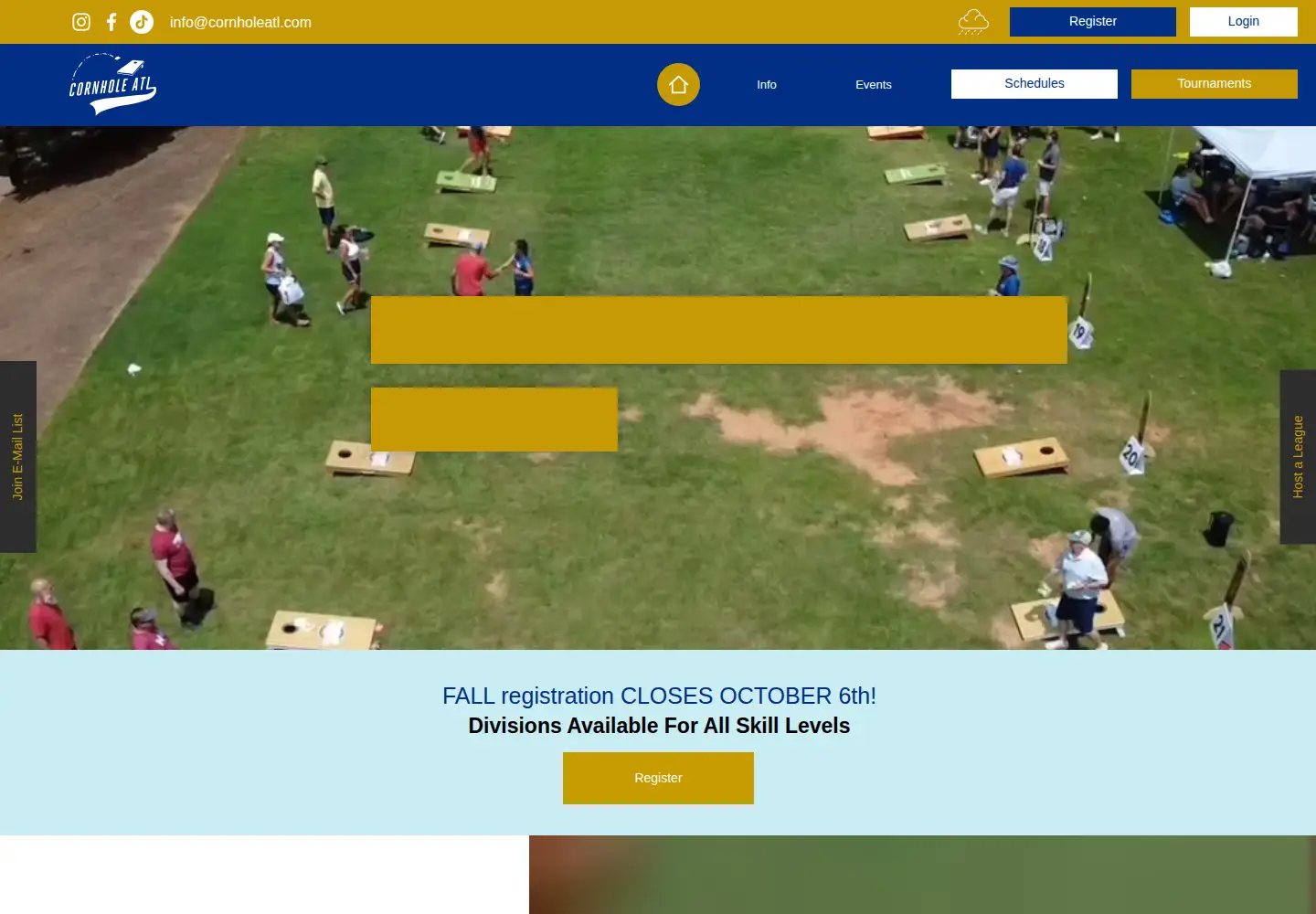 Captured homepage of cornholeatl.com in the current scan