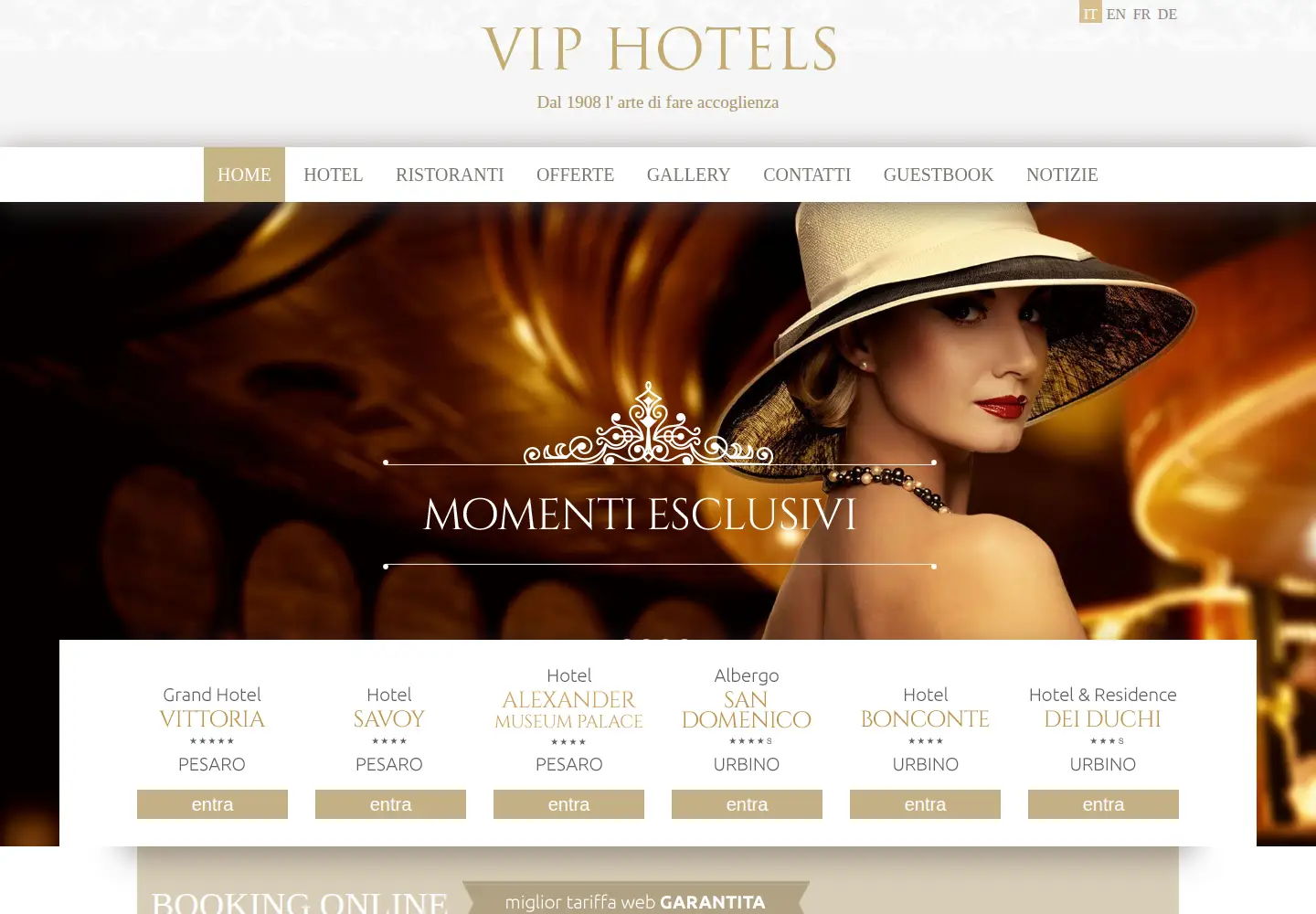 Captured homepage of viphotels.it in the current scan