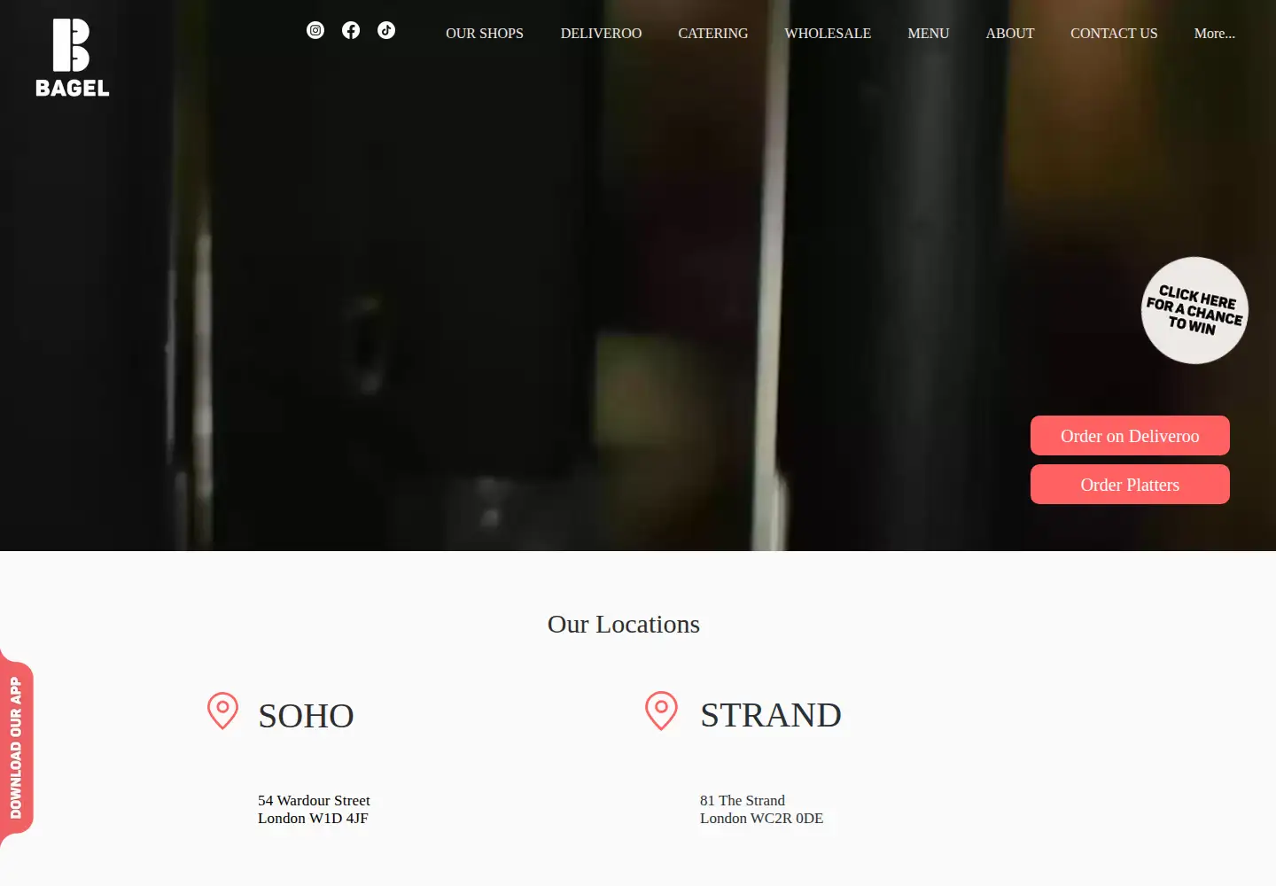 Captured homepage of bbagel.co.uk in the current scan