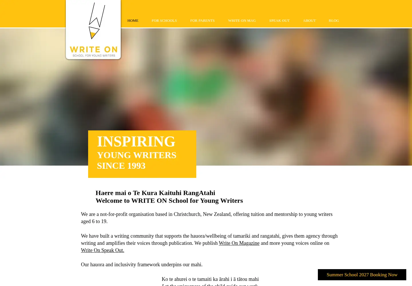 Screenshot of schoolforyoungwriters.org