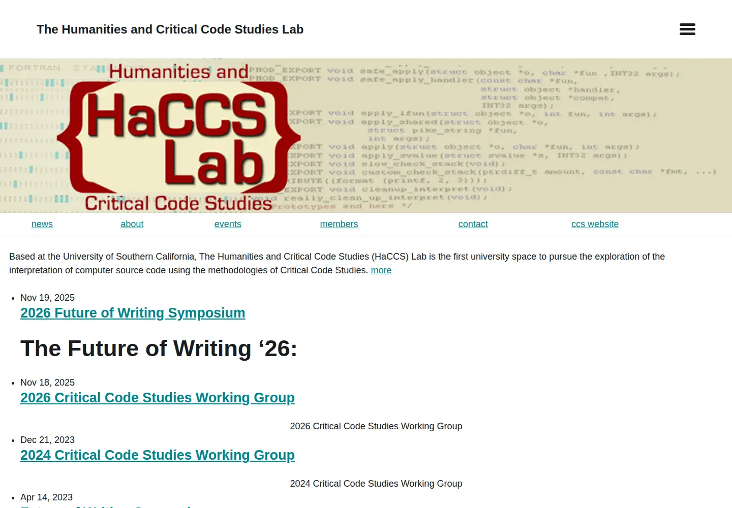 Captured homepage of haccslab.com in the current scan