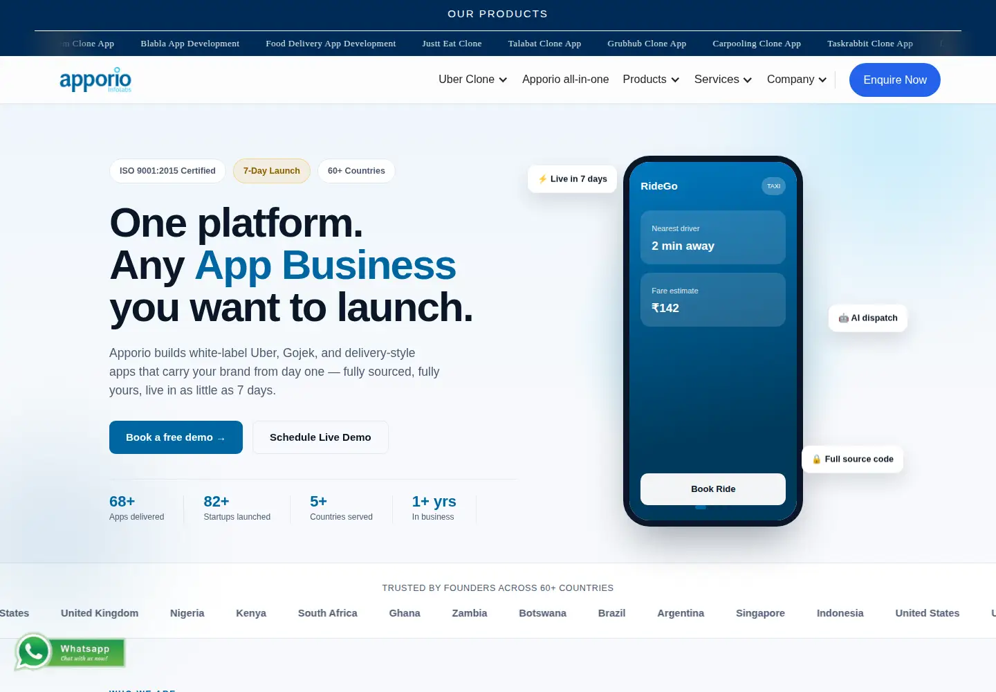Screenshot of apporio.com