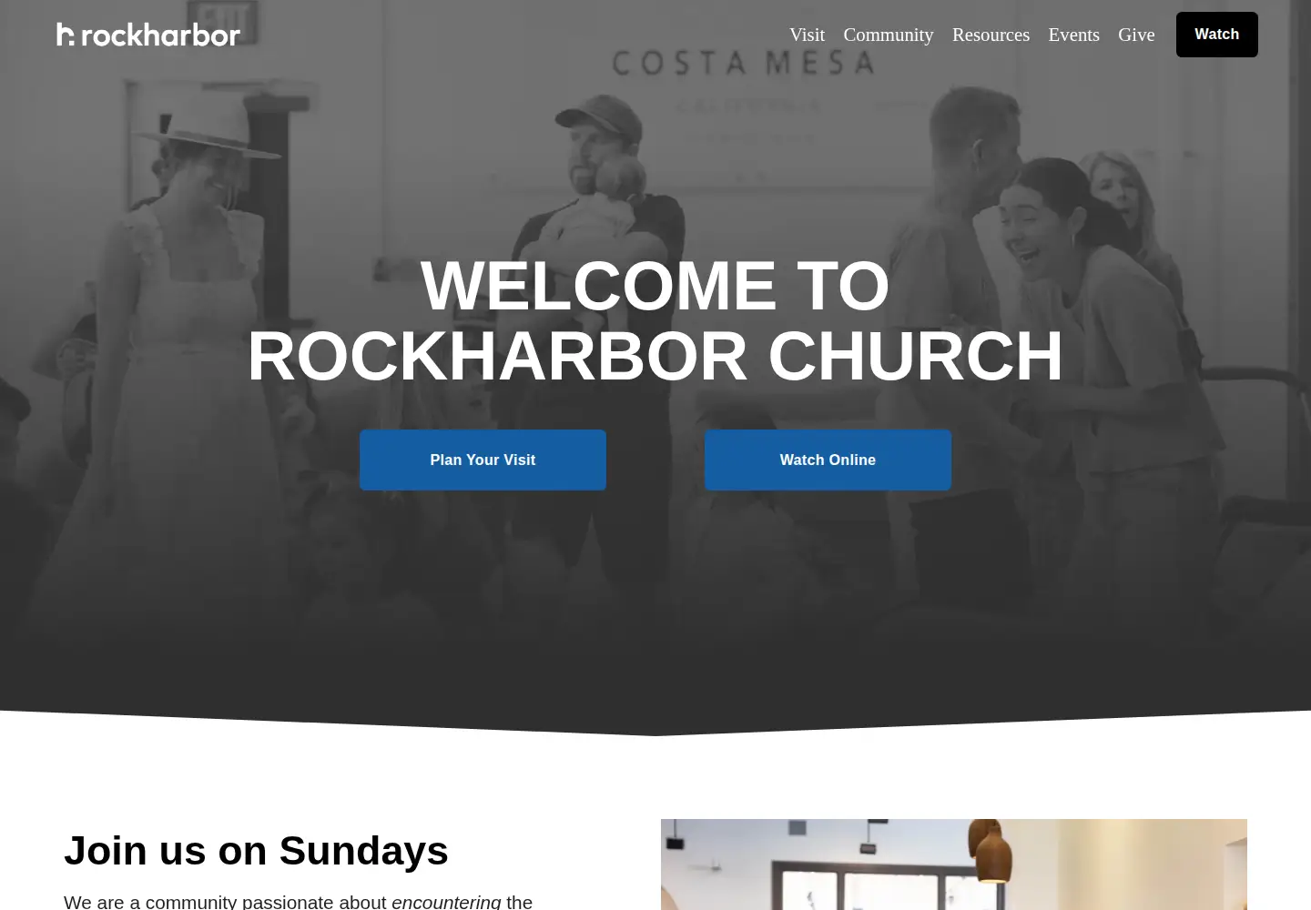 Captured homepage of rockharbor.org in the current scan