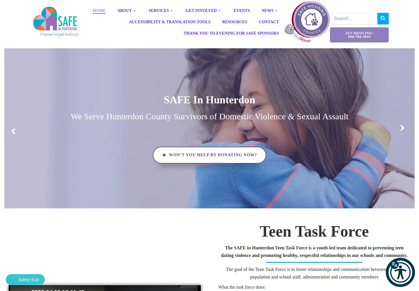 Screenshot of safeinhunterdon.org