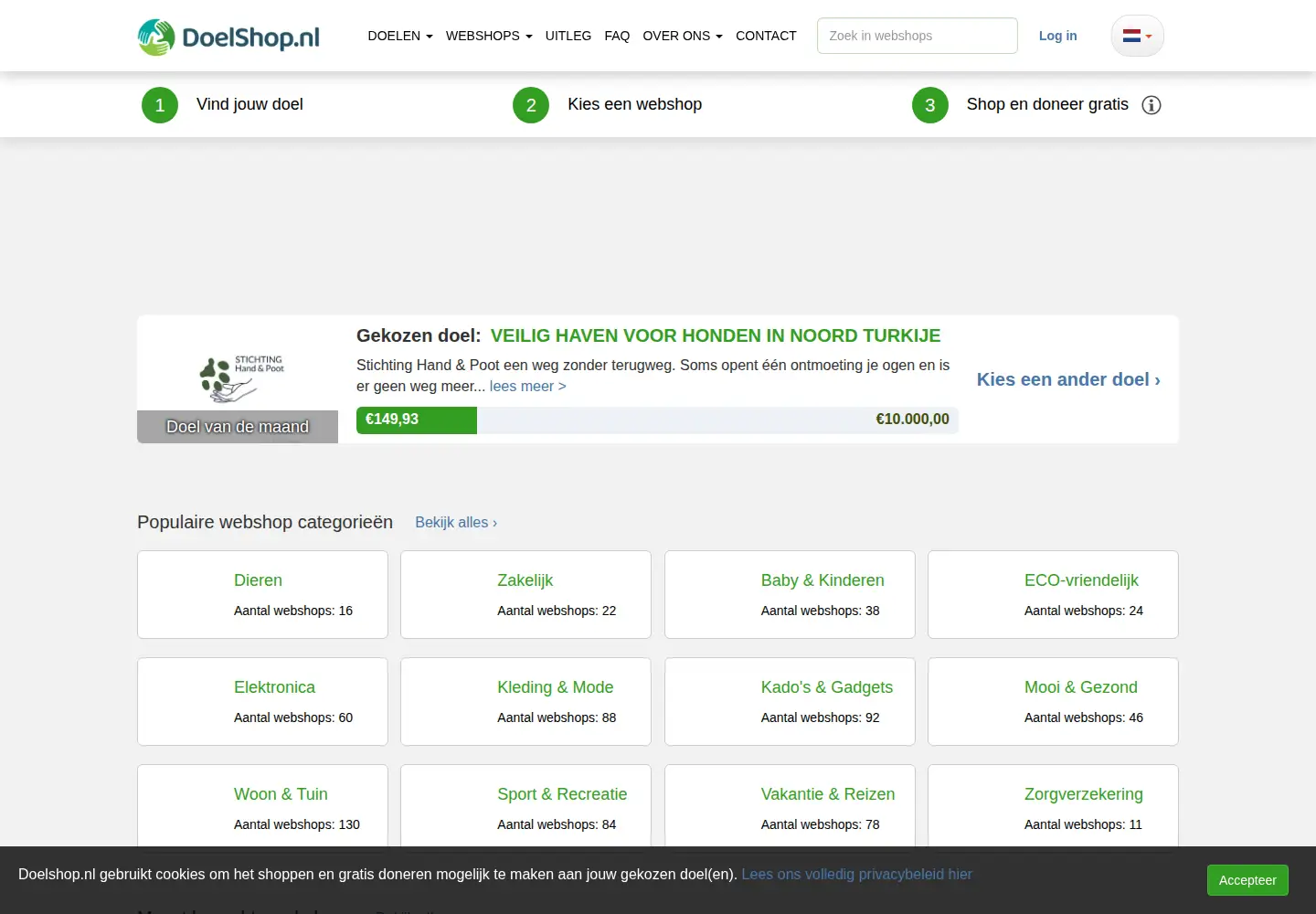 Screenshot of doelshop.nl
