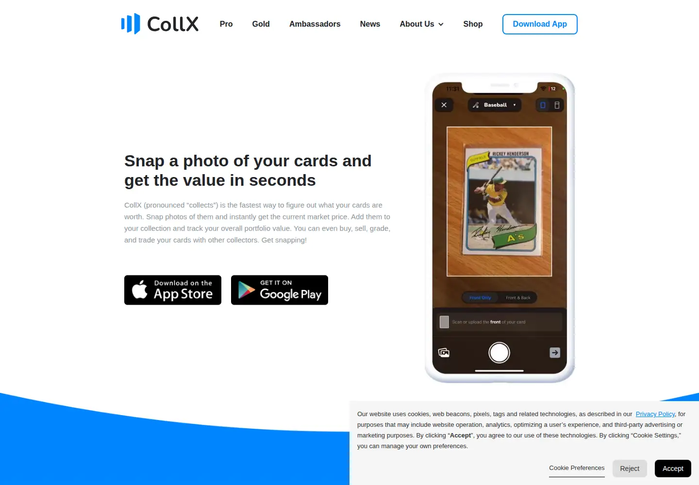 Captured homepage of collx.app in the current scan