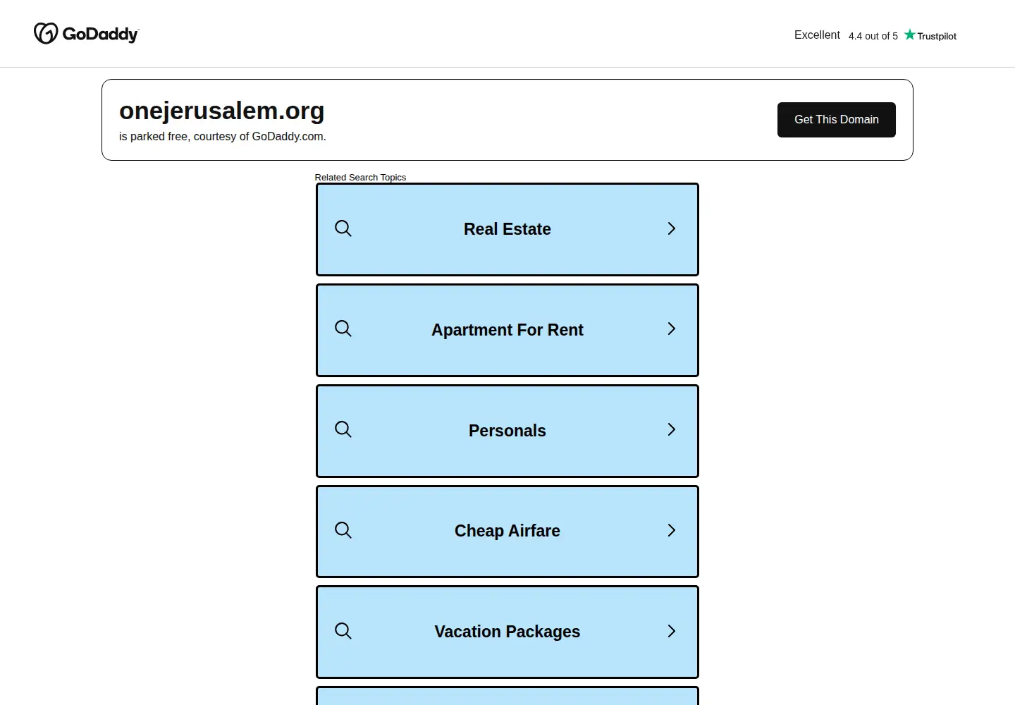 Screenshot of onejerusalem.org