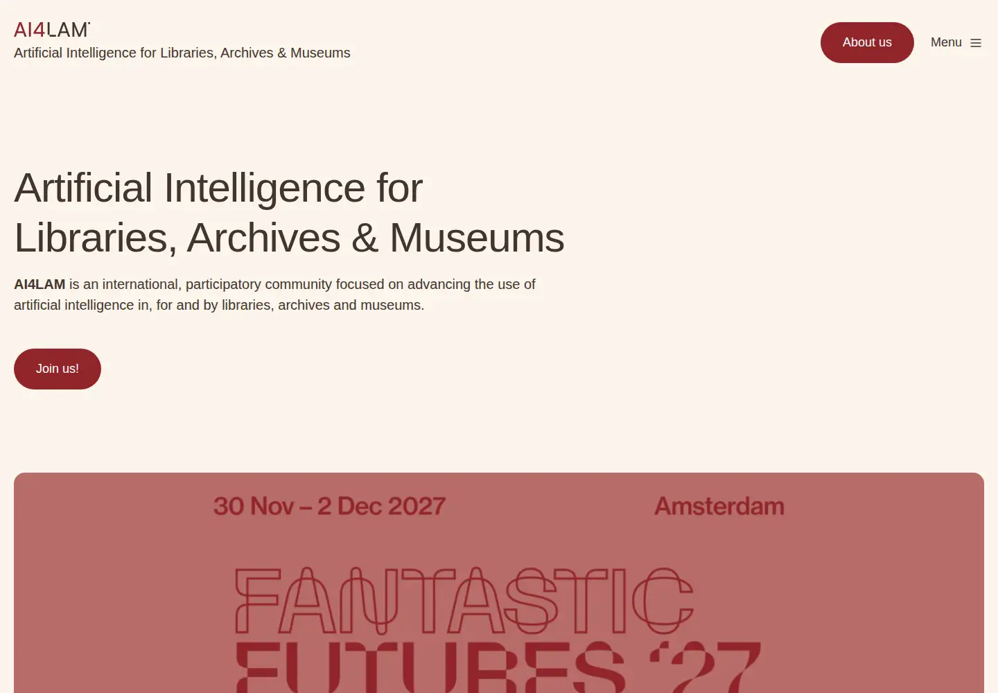 Screenshot of ai4lam.org