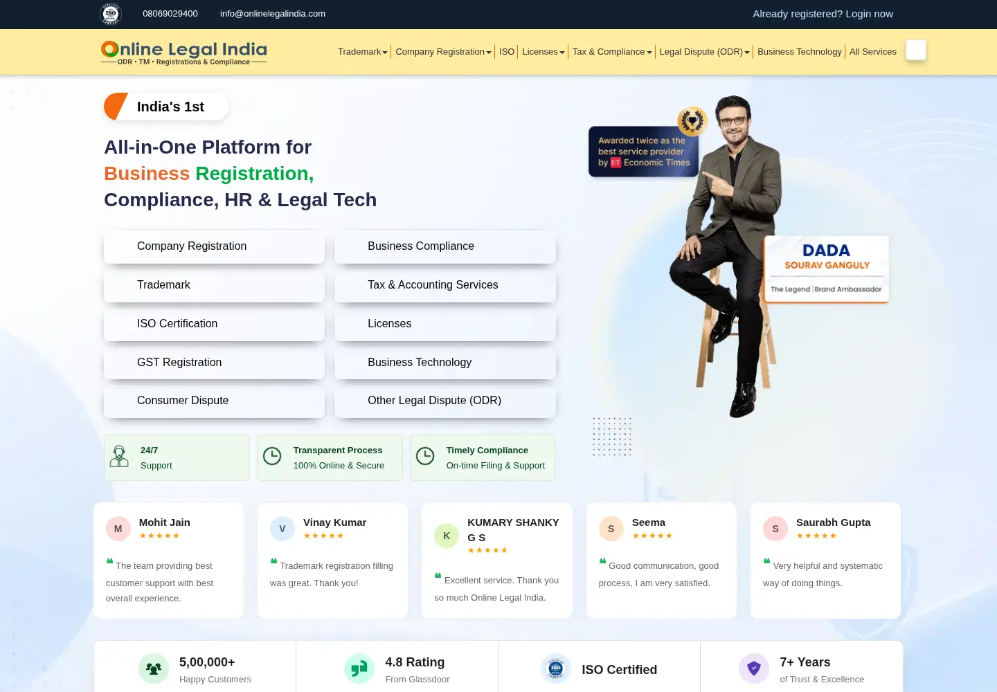 Screenshot of onlinelegalindia.com