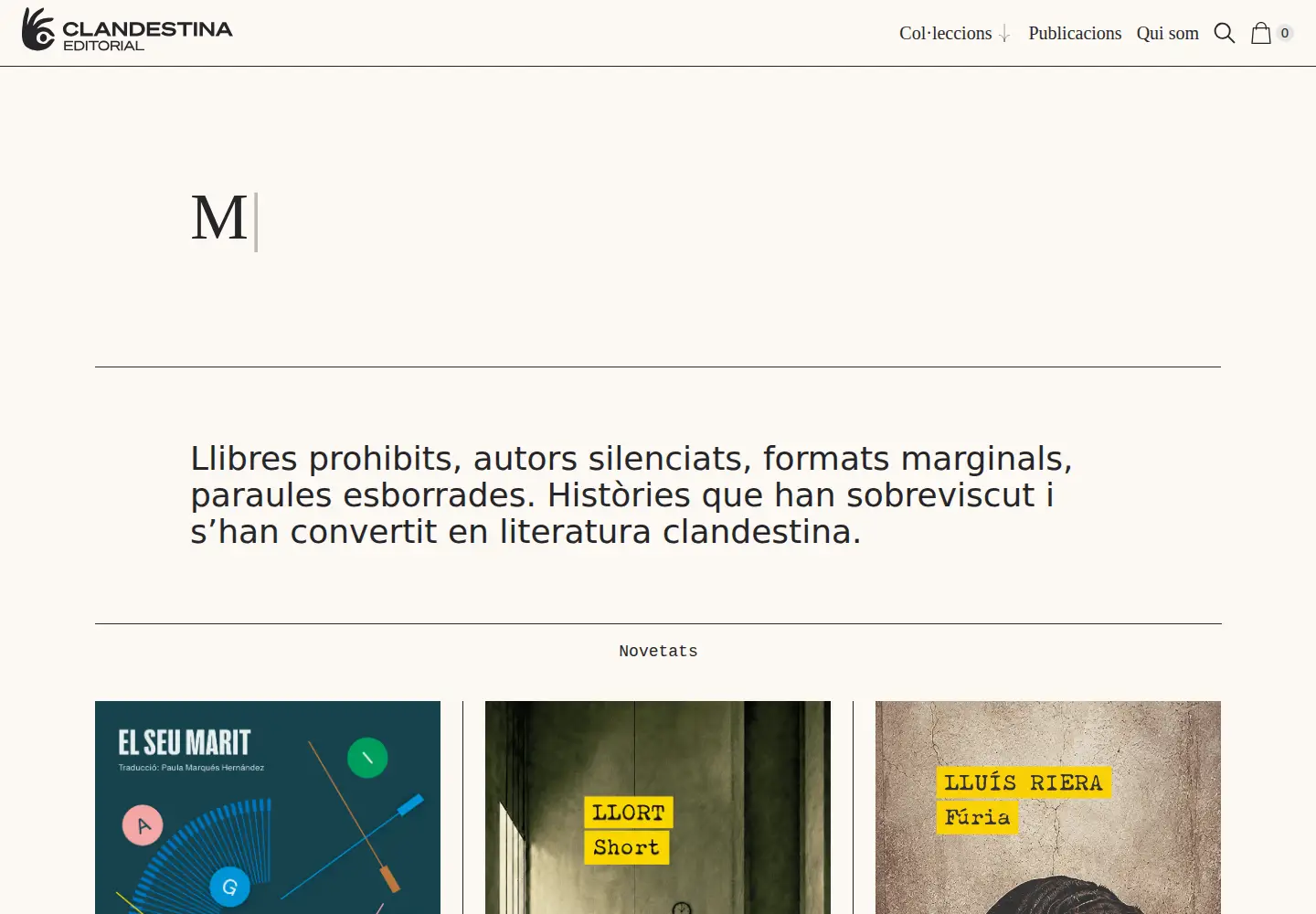 Captured homepage of clandestinaeditorial.com in the current scan