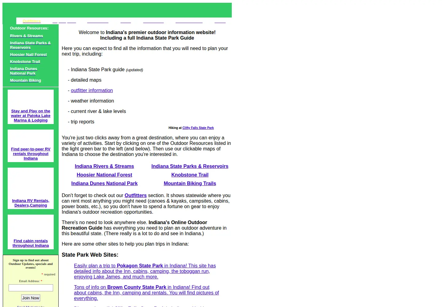 Screenshot of indianaoutfitters.com