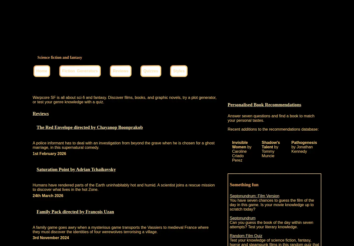 Screenshot of warpcoresf.co.uk