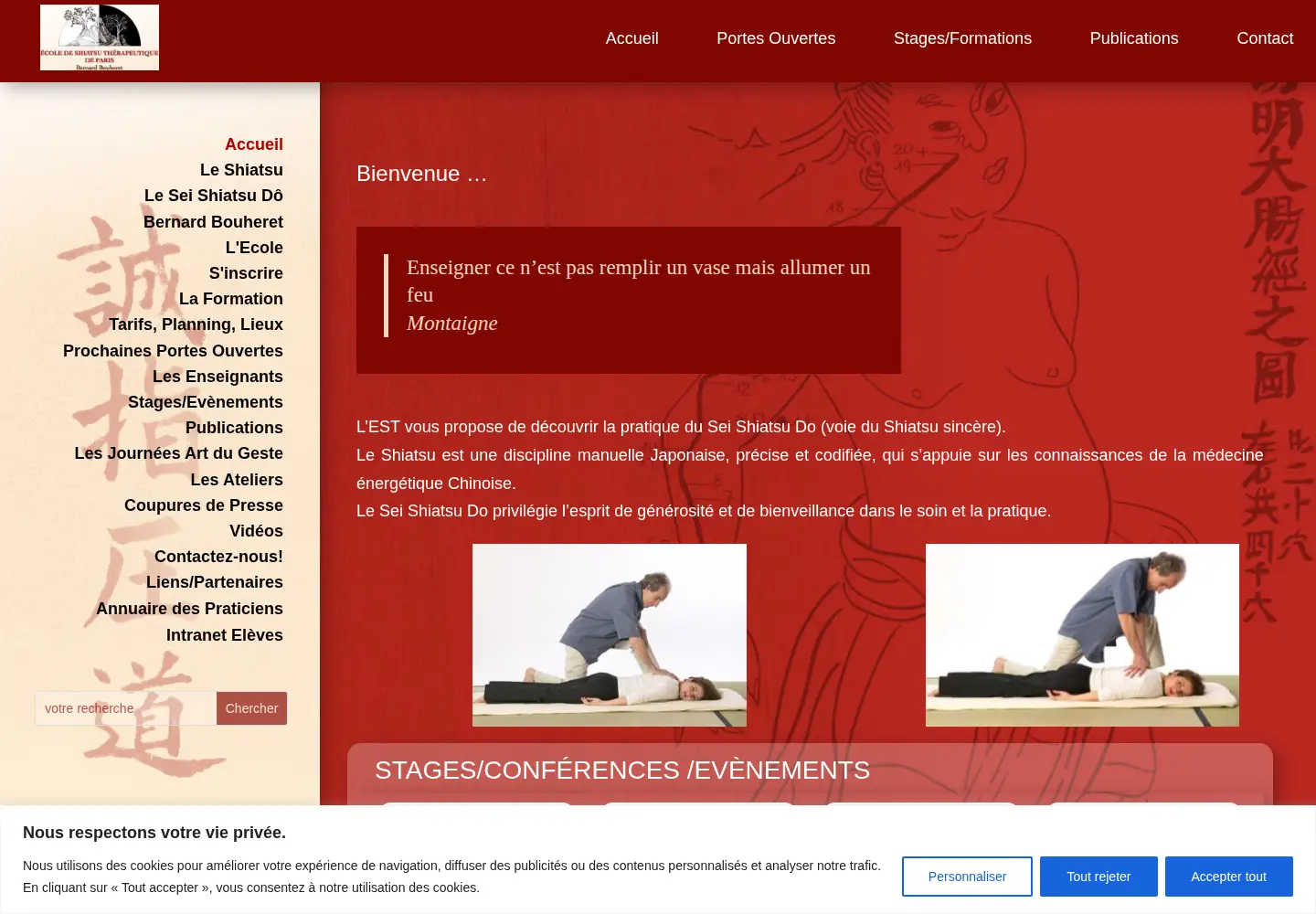 Captured homepage of shiatsu-est.org in the current scan