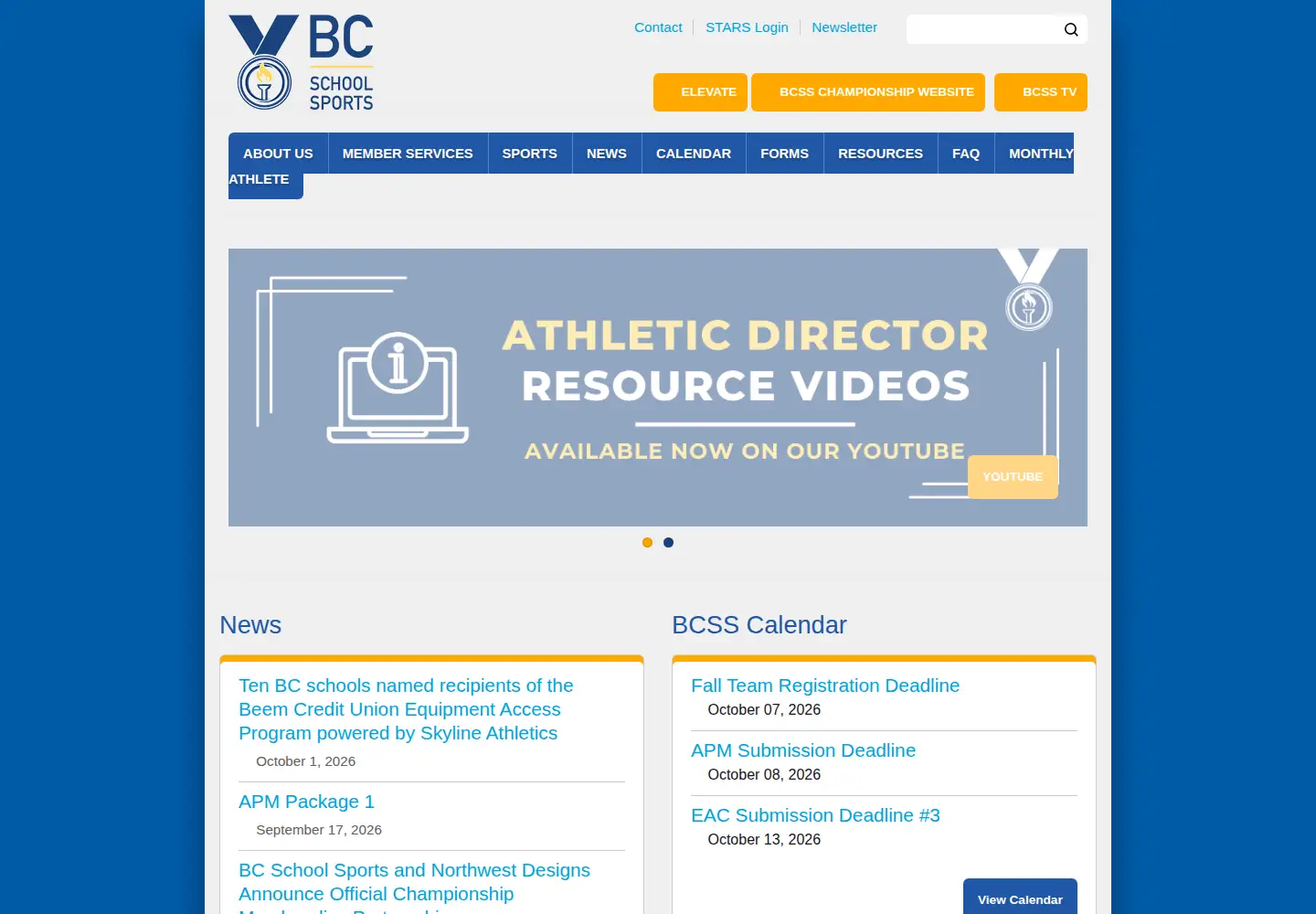Screenshot of bcschoolsports.ca
