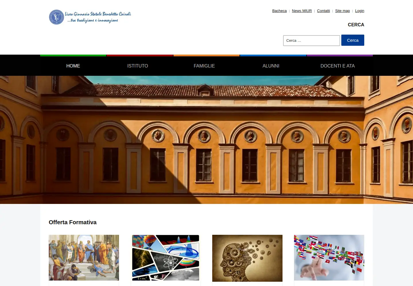 Captured homepage of liceocairoli.edu.it in the current scan