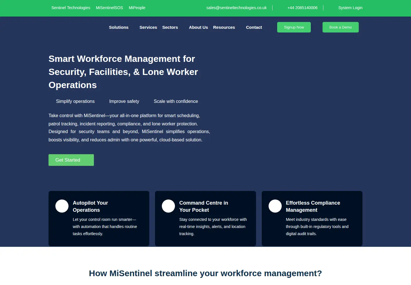 Screenshot of misentinel.co.uk