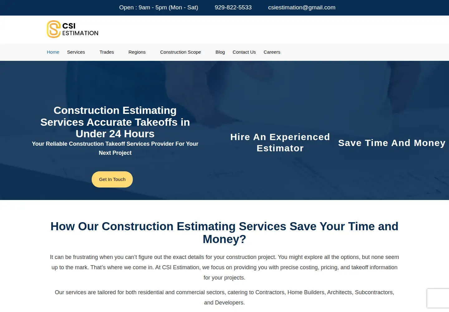 Screenshot of csiestimationllc.com