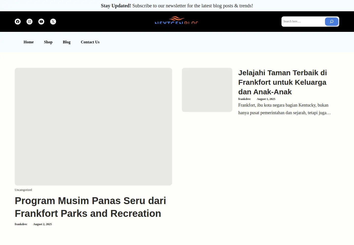 Captured homepage of frankfortparksandrec.com in the current scan