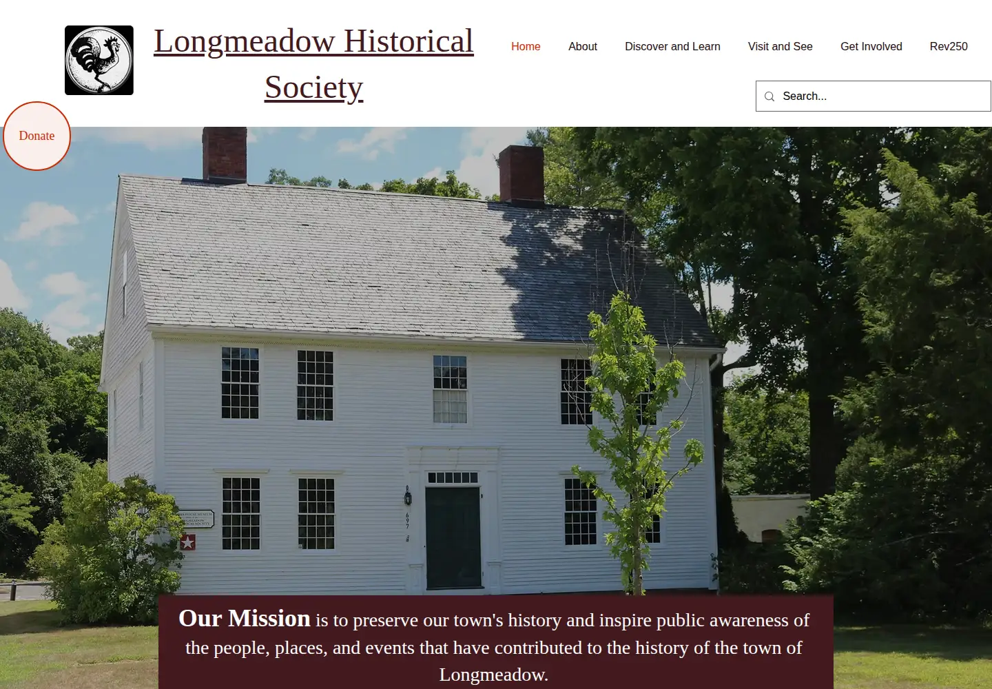 Screenshot of longmeadowhistoricalsociety.org