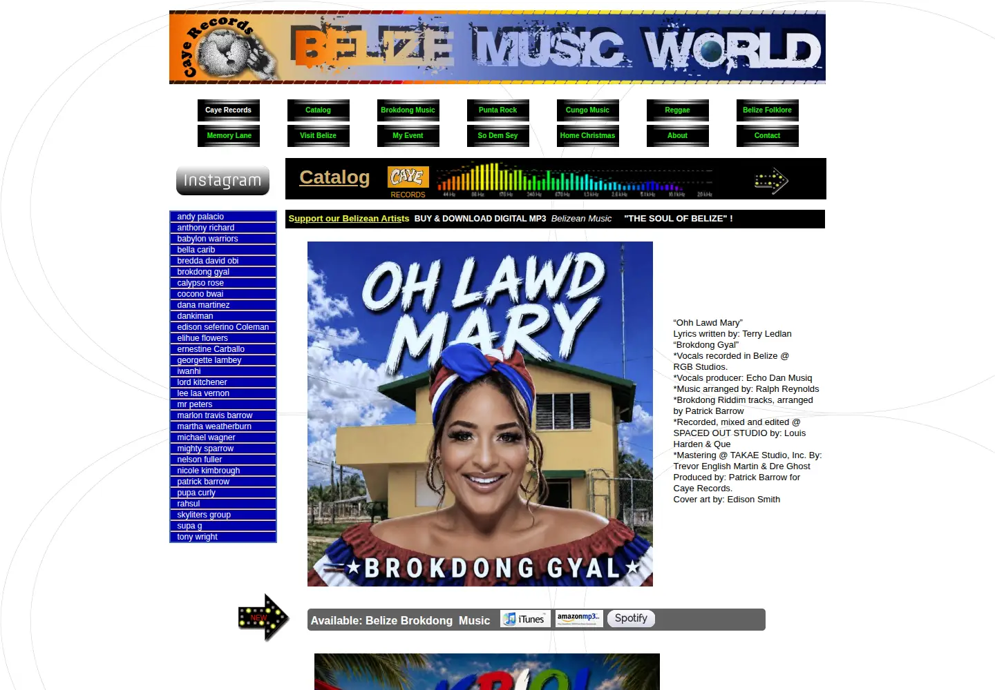 Captured homepage of belizemusicworld.com in the current scan