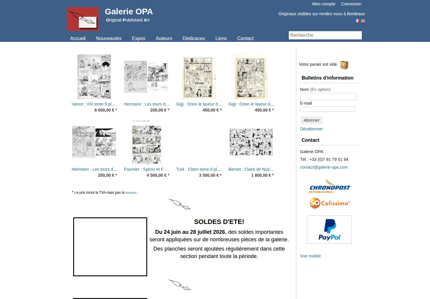 Captured homepage of galerie-opa.com in the current scan