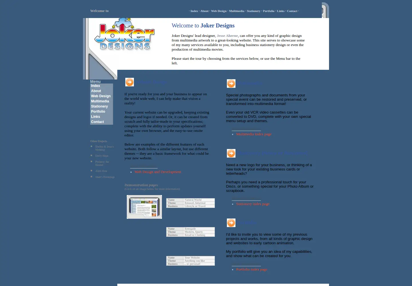Screenshot of jokerdesigns.com