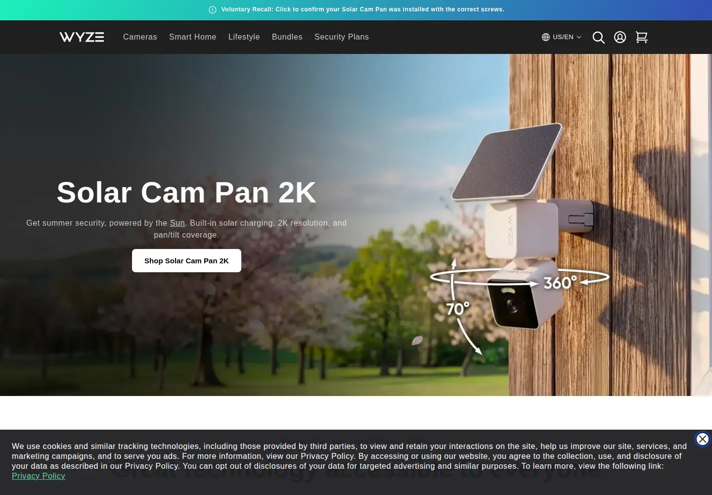 Screenshot of wyzecam.com